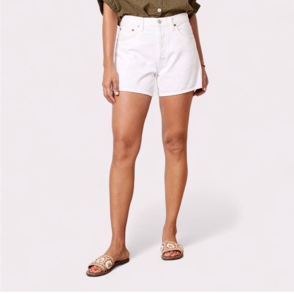 Agolde Parker Long White Jean Shorts - Picture 1 of 7